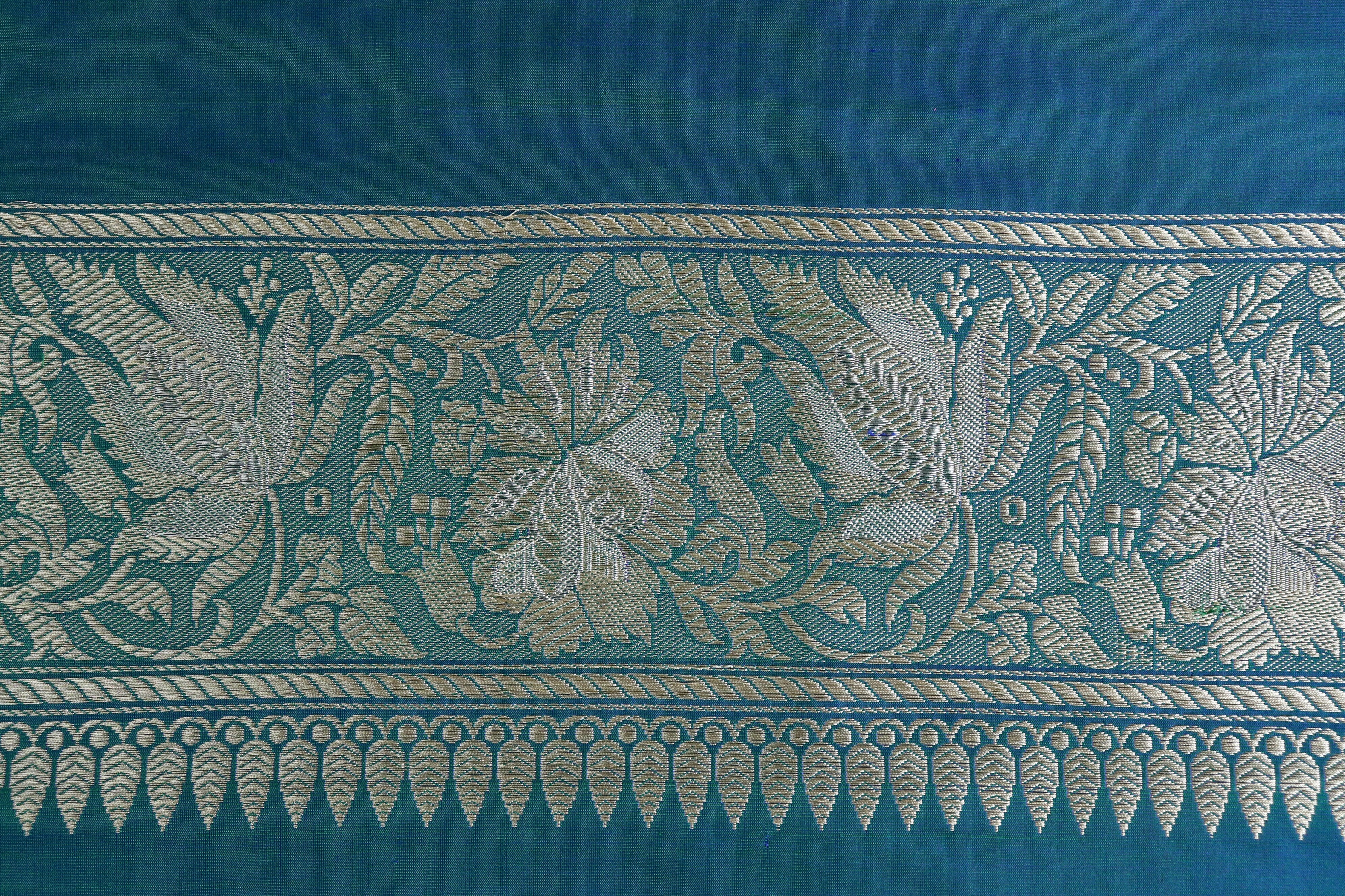 Peacock Chinar Jangla Pure Silk Handloom Banarasi Saree