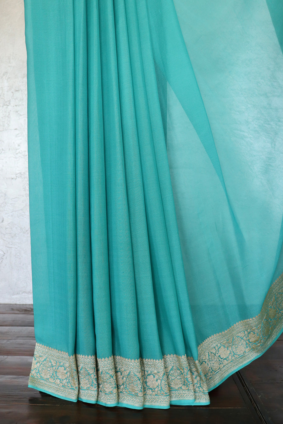 Teal Handwoven Banarsi Georgette Silk Saree