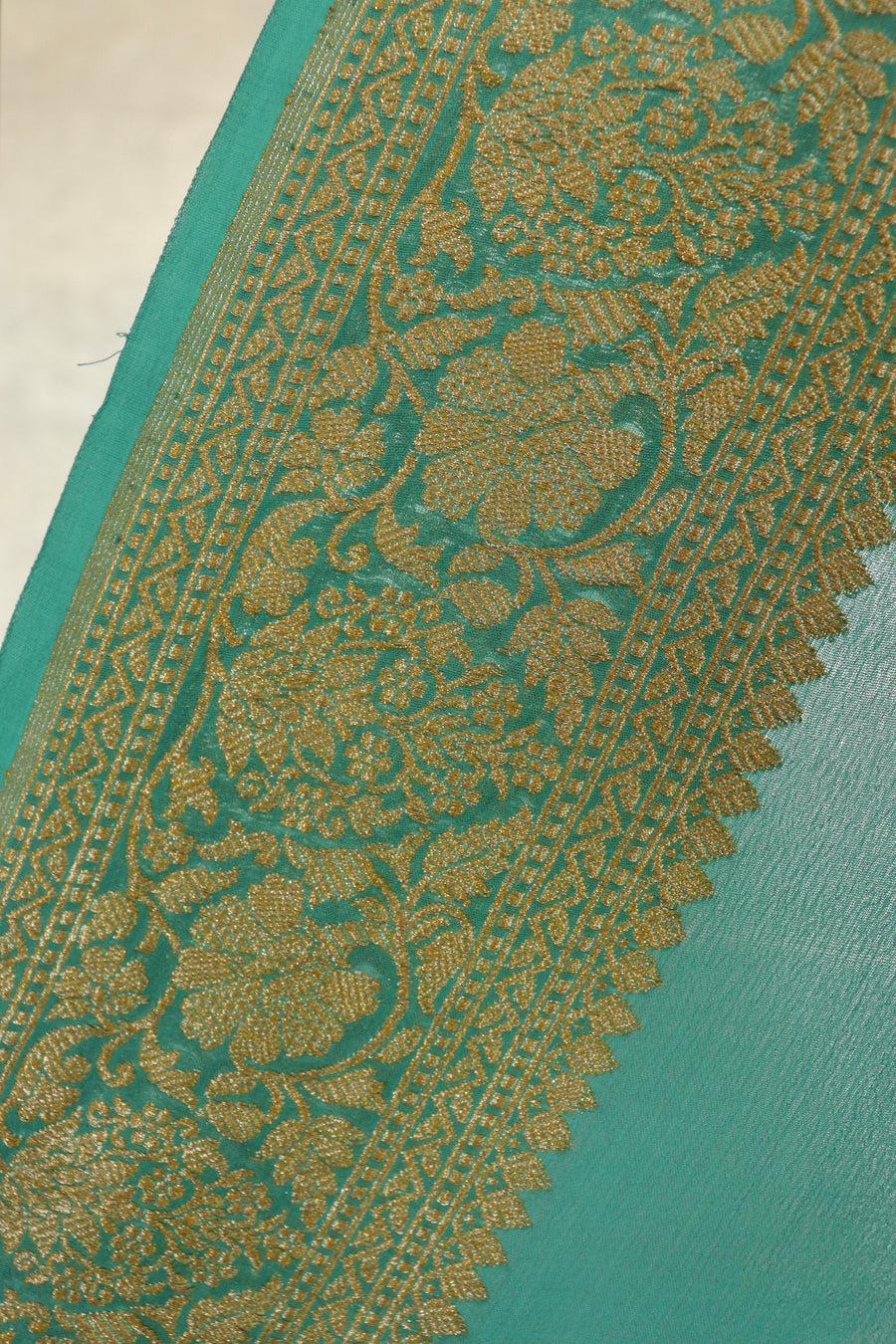 Teal Handwoven Banarsi Georgette Silk Saree