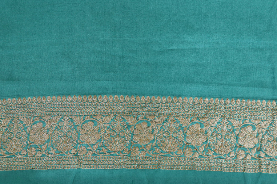 Teal Handwoven Banarsi Georgette Silk Saree