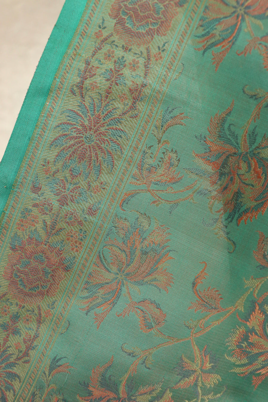 Sea Green Tanchoi Banarsi Silk Saree - photo 4