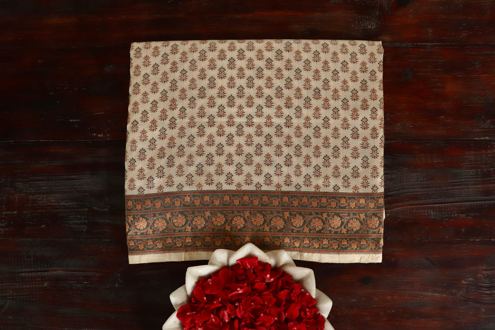 Ivory Tanchoi Banarsi Silk Saree - photo 7