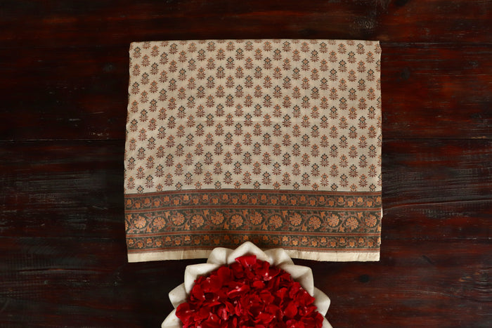 Ivory Tanchoi Banarsi Silk Saree - photo 7