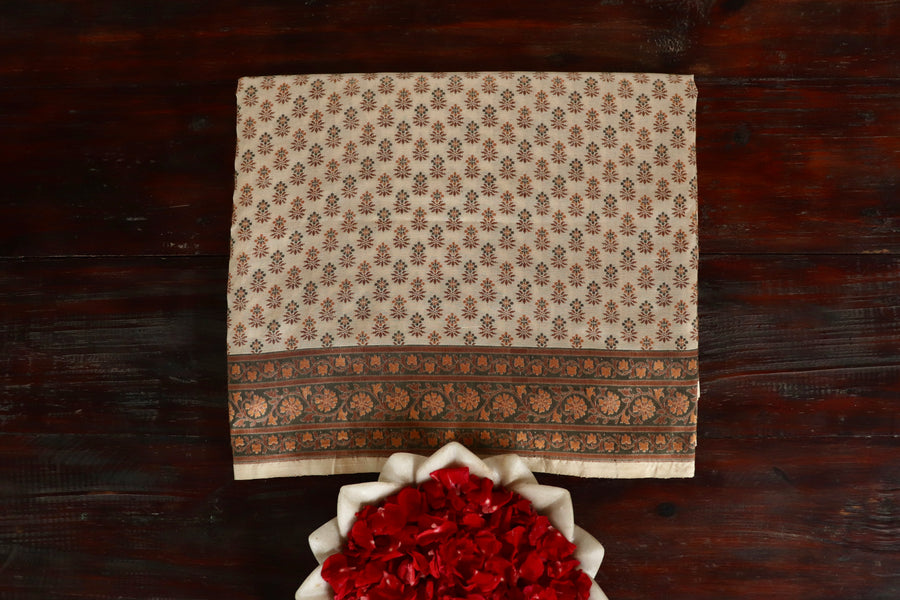 Ivory Tanchoi Banarsi Silk Saree - photo 7