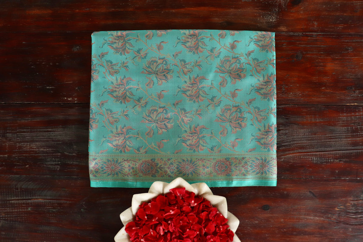 Sea Green Tanchoi Banarsi Silk Saree - photo 7