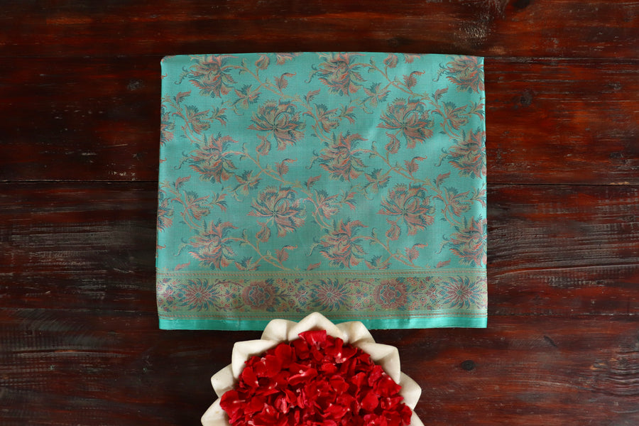 Sea Green Tanchoi Banarsi Silk Saree - photo 7