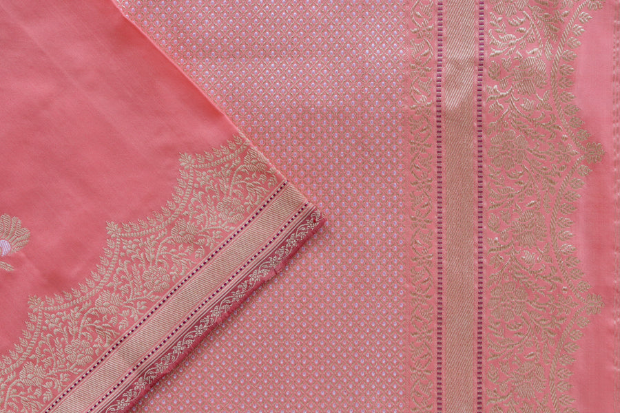 Full drape of Rose Butterfly pure silk Banarasi saree