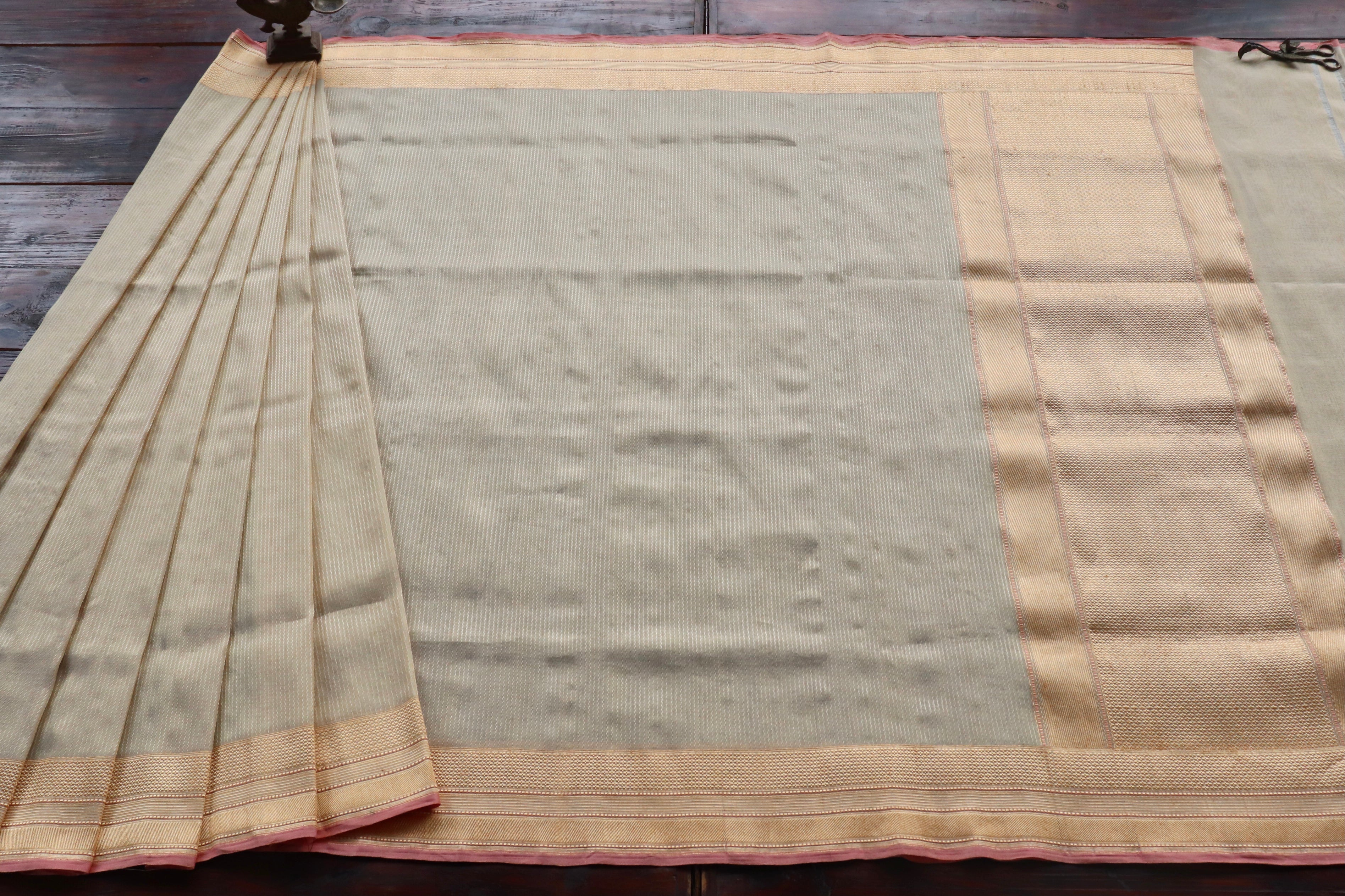 Beige Tissue Handwoven Silk Saree