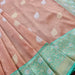 Handloom, Banarasi Handloom Saree, Alfi Saree, Tilfi Saree, Tilfi Saree Banaras, Tilfi, Banarasi Bunkar, Banarasi Bridal Wear, BridalWear, Banarasi Handloom Banarasi Peach & Firozi Kora By Tissue Silk Banarasi Saree Banarasi Saree