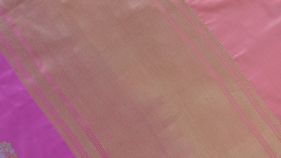 Meenakari detail on Pink Nargis pure silk Banarasi saree