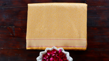 Handloom, Banarasi Handloom Saree, Alfi Saree, Tilfi Saree, Tilfi Saree Banaras, Tilfi, Banarasi Bunkar, Banarasi Bridal Wear, BridalWear, Banarasi Handloom Banarasi Yellow Tanchoi Pure Silk Handloom Banarasi Saree Banarasi Saree