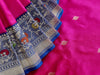 Handloom, Banarasi Handloom Saree, Alfi Saree, Tilfi Saree, Tilfi Saree Banaras, Tilfi, Banarasi Bunkar, Banarasi Bridal Wear, BridalWear, Banarasi Handloom Banarasi Bright Pink Kadhua Pure Katan Silk Handloom Banarasi Saree Banarasi Saree