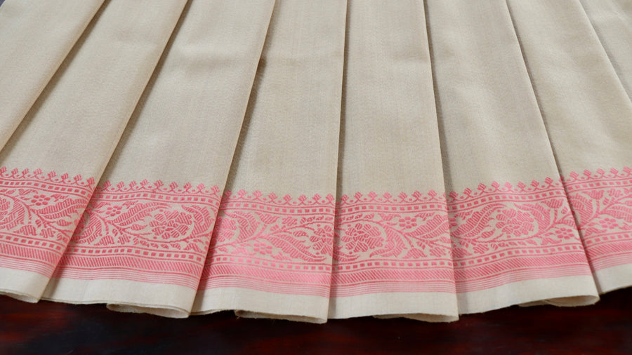 Cream Kadhua Kuniya Pure Silk Banarasi Saree | Stuti Weaves