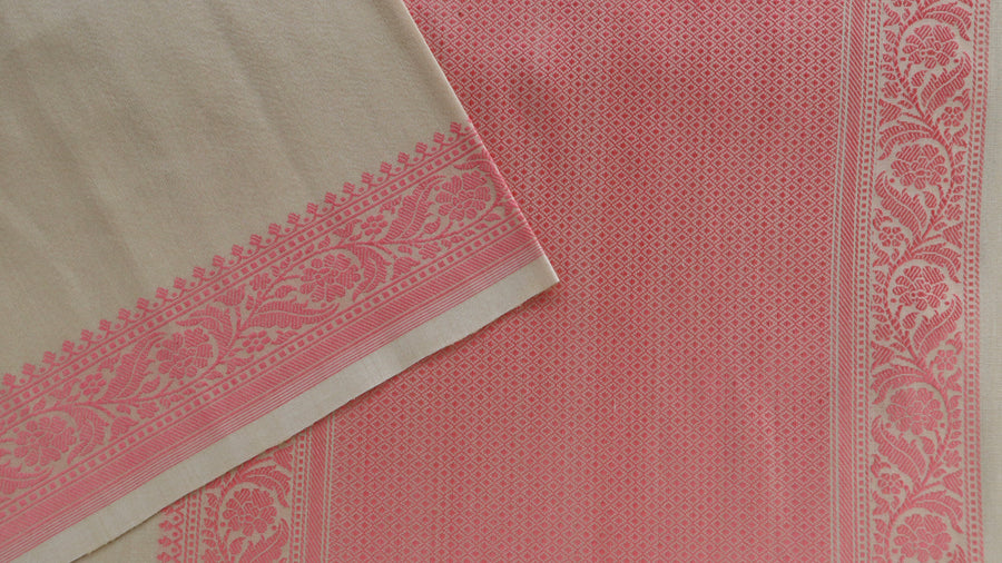 Cream Kadhua Kuniya Pure Silk Banarasi Saree | Stuti Weaves
