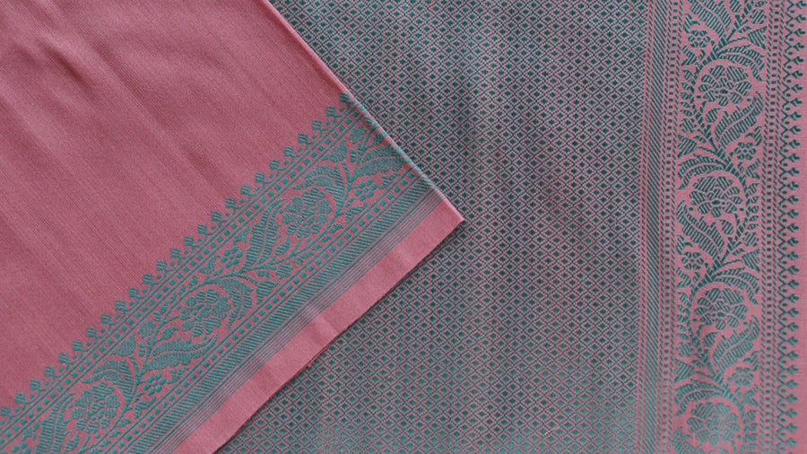 Full drape of Pink Kuniya pure silk Banarasi saree