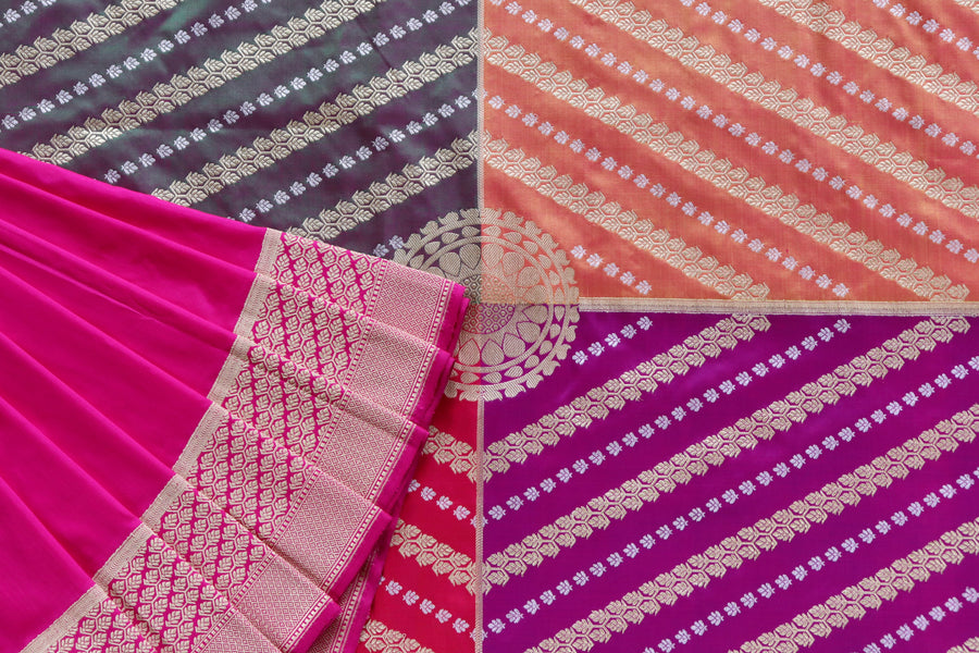 Colour close-up of Multicolor Rangkaat Banarasi saree