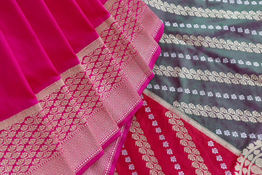 Pallu detail of Multicolor Rangkaat Banarasi saree
