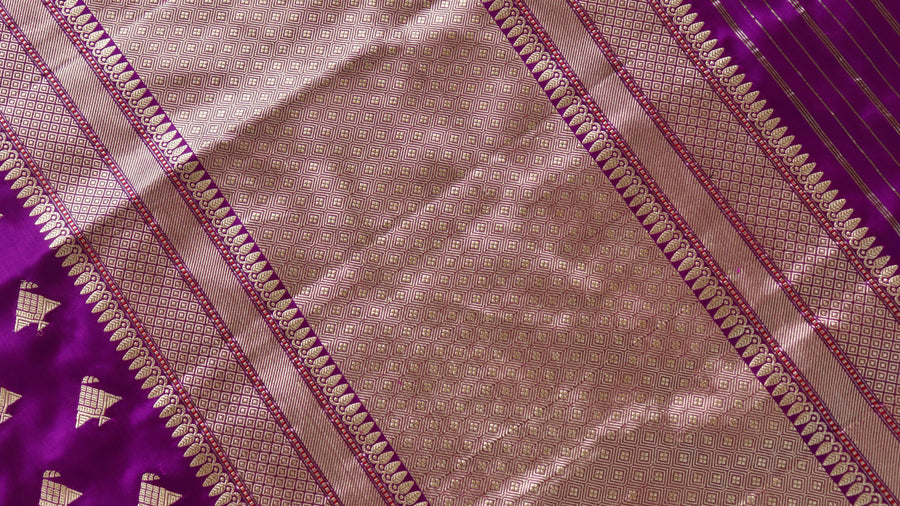 Rich Purple Kadhua Banarasi saree — fabric texture