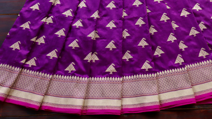 Rich Purple Kadhua Banarasi saree — blouse piece