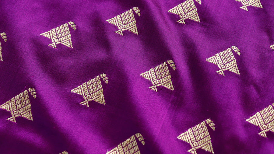 Rich Purple Kadhua Banarasi saree — aanchal motif