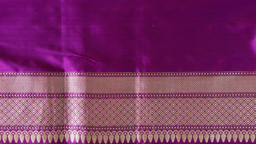 Rich Purple Kadhua Banarasi saree — body weave detail