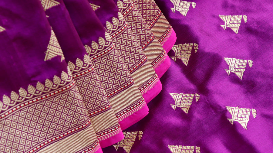 Rich Purple Kadhua Banarasi saree — pallu detail