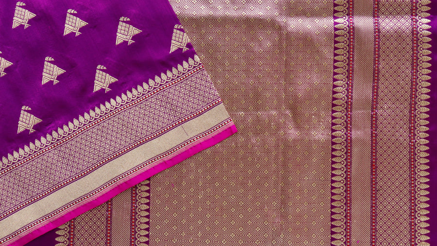 Rich Purple Kadhua Banarasi saree — full layout