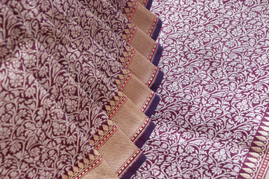 Handloom, Banarasi Handloom Saree, Alfi Saree, Tilfi Saree, Tilfi Saree Banaras, Tilfi, Banarasi Bunkar, Banarasi Bridal Wear, BridalWear, Banarasi Handloom Banarasi Plum Tanchoi Pure Silk Handloom Banarasi Saree Banarasi Saree