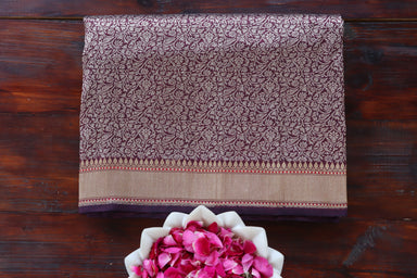 Handloom, Banarasi Handloom Saree, Alfi Saree, Tilfi Saree, Tilfi Saree Banaras, Tilfi, Banarasi Bunkar, Banarasi Bridal Wear, BridalWear, Banarasi Handloom Banarasi Plum Tanchoi Pure Silk Handloom Banarasi Saree Banarasi Saree