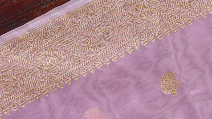 Blouse piece for Pink Kairy Buti pure Kora silk Banarasi saree