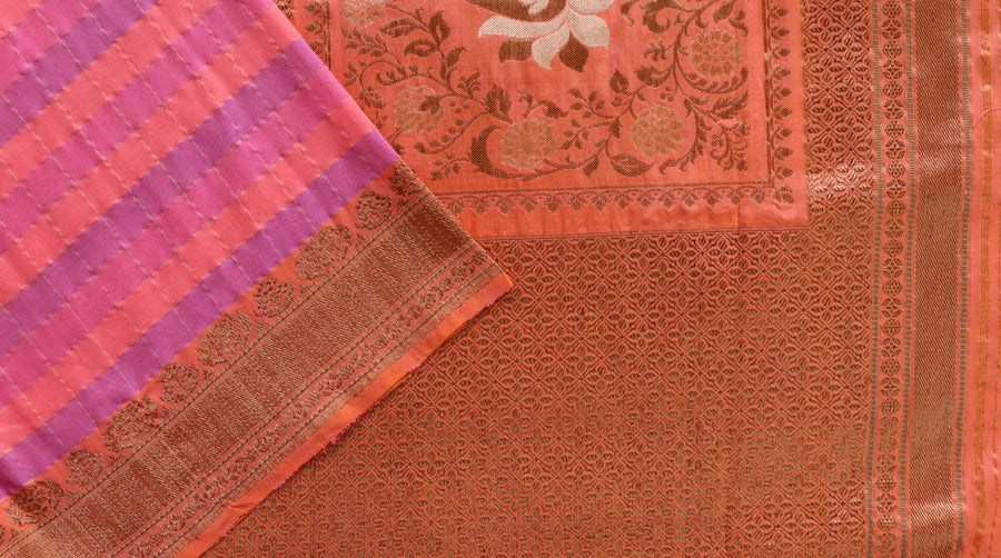 Full drape of Multicolor Kadhua Chinya silk handloom Banarasi saree